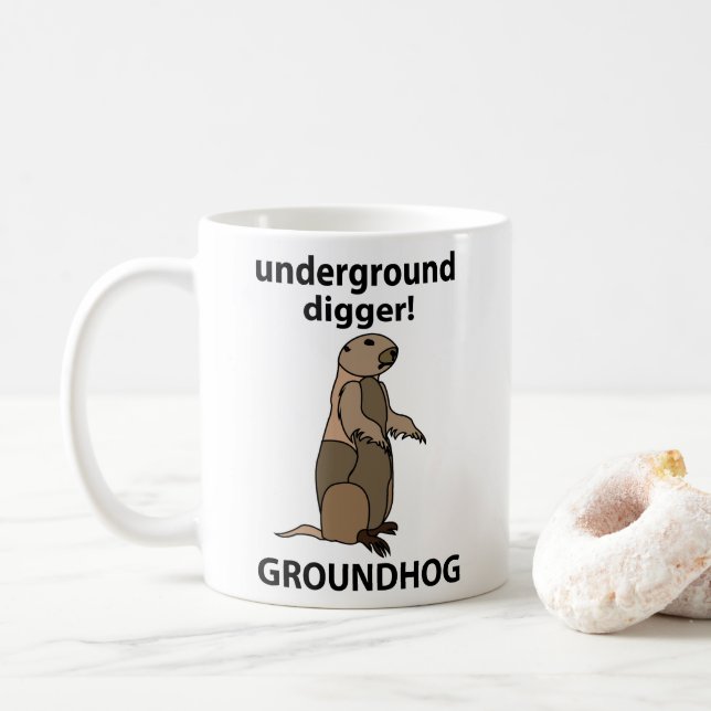 Taza De Café Funny Mascota Groundhog (Con donut)