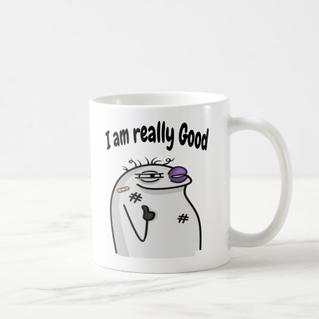 Taza De Café Funny Meme Character – Cool Expression Sticker (Derecha)
