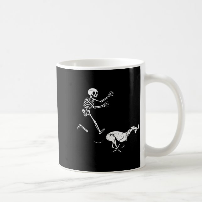 Taza De Café Funny Meme Greyhound Running Skeleton Halloween  (Derecha)