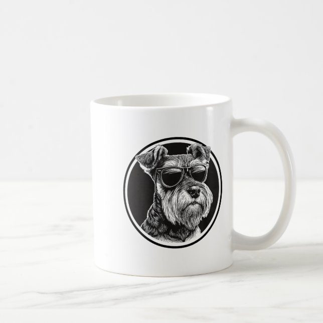 Taza De Café Funny Mens Womens Sungles Logo Miniature Schnauzer (Derecha)