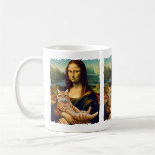 Taza De Café Funny Meowna Lisa Retrato A Gatos Amantes Y Dueños