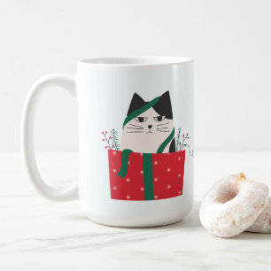 Taza De Café Funny Meowy Navidades Cat Wraparound