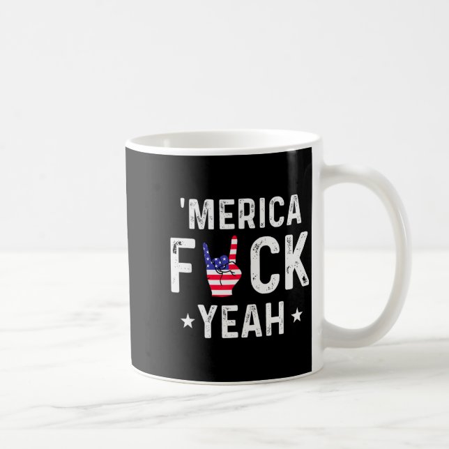 Taza De Café Funny Merica For Yeah 4th Of July  (Derecha)