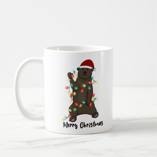 Taza De Café Funny Merry Christmas Bear (Izquierda)