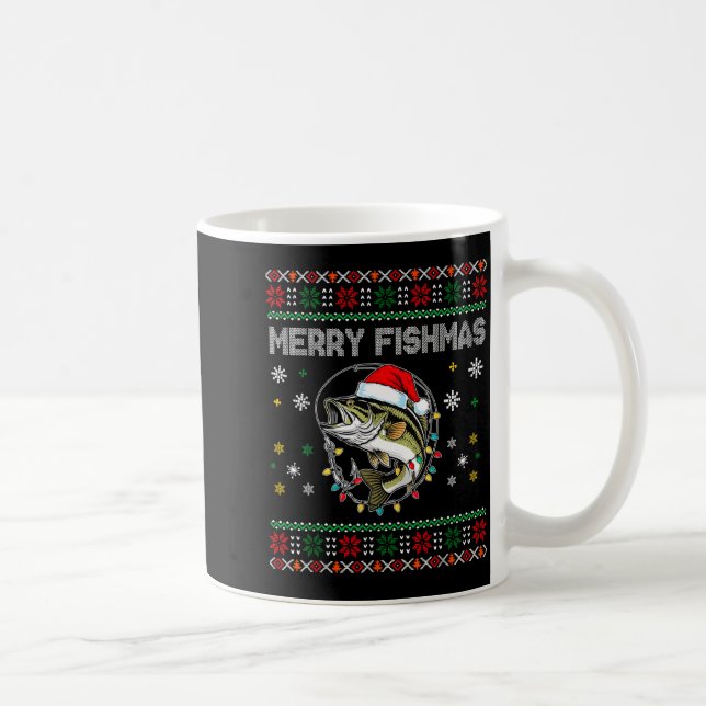 Taza De Café Funny Merry Fishmas B Fishing Christmas Ugly Sweat (Derecha)