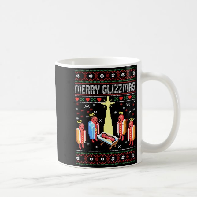 Taza De Café Funny Merry Glizzmas Hot Dogs Family Gro Ugly Chri (Derecha)