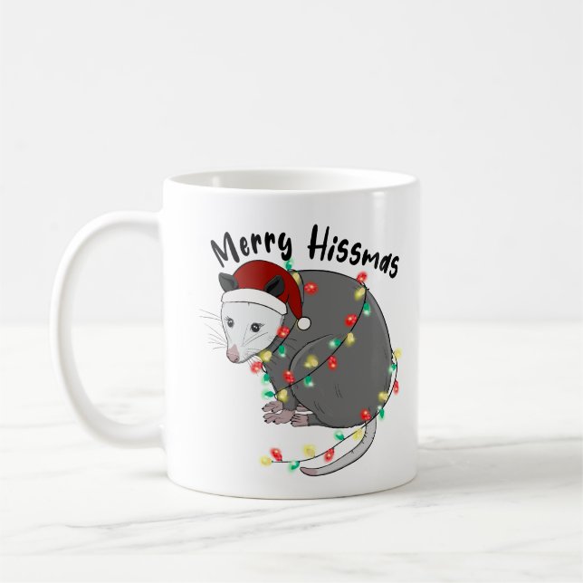 Taza De Café Funny Merry Hissmas Opossum (Izquierda)