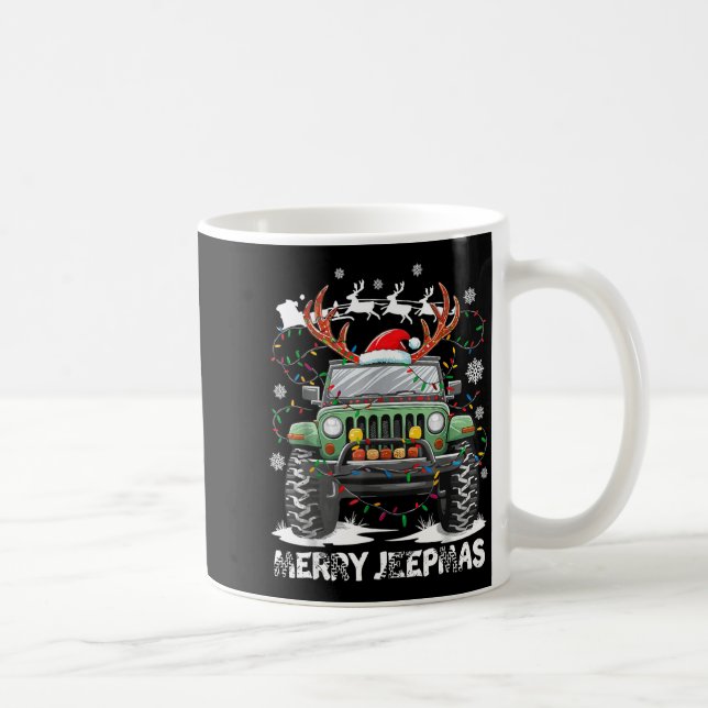Taza De Café Funny Merry Jeepmas Ugly Light Reindeer Christmas  (Derecha)