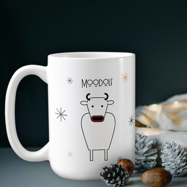 Taza De Café Funny Minimalist Moodolf The Red Nose Reindeer Pun (Subido por el creador)