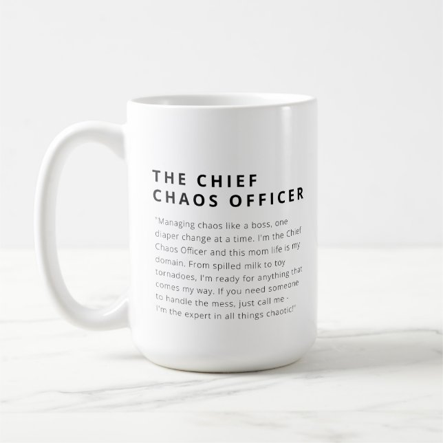 TAZA DE CAFÉ FUNNY MOM LIFE CHIEF CHAOS OFICIAL (Izquierda)