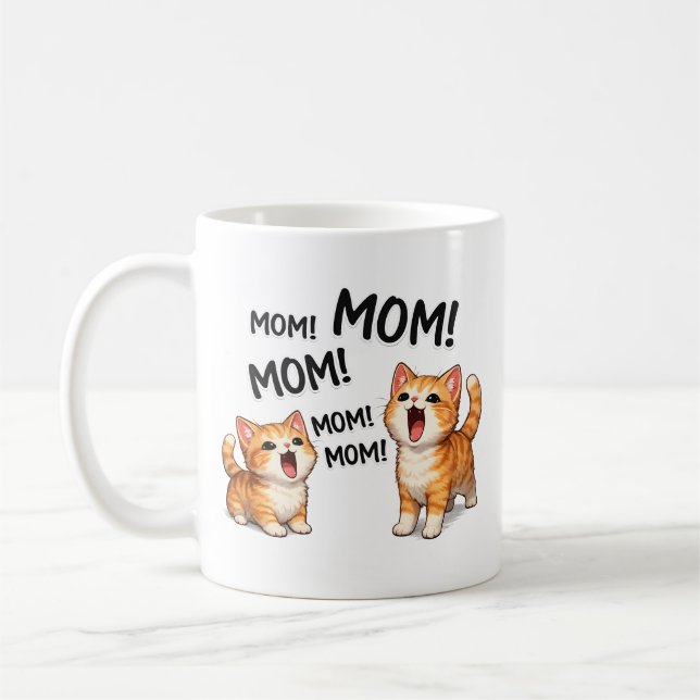 Taza De Café Funny MOM! MOM! MOM Orange Tabby Kittens  (Izquierda)