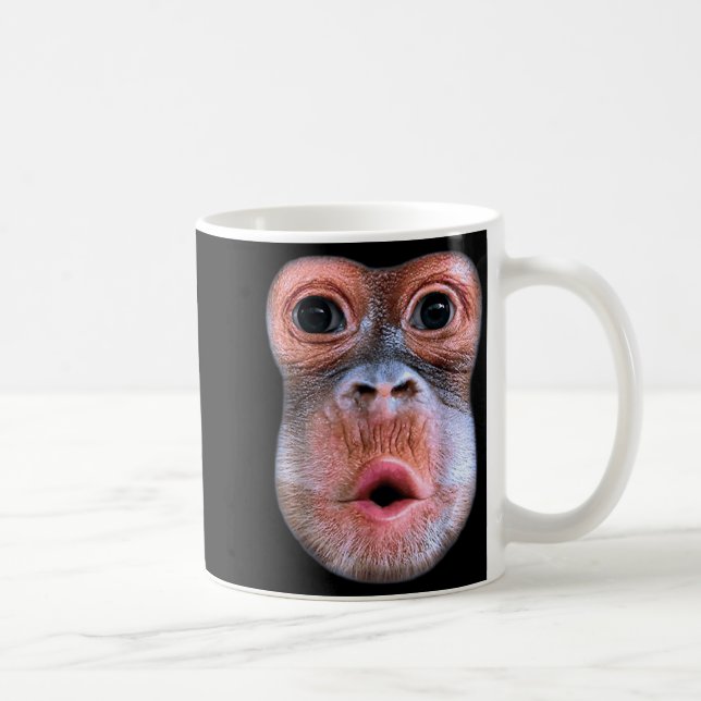 Taza De Café Funny Monkey Blowing Stomach Face, Monkey Blow Sto (Derecha)
