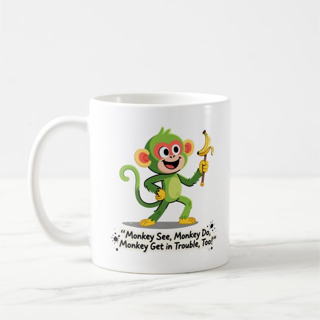 Taza De Café Funny Monkey See Monkey Do Graphic (Izquierda)