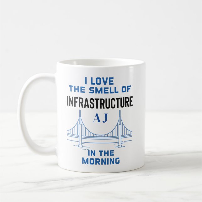 Taza De Café Funny Monograma Ingeniero de Puentes de Ingeniería (Izquierda)