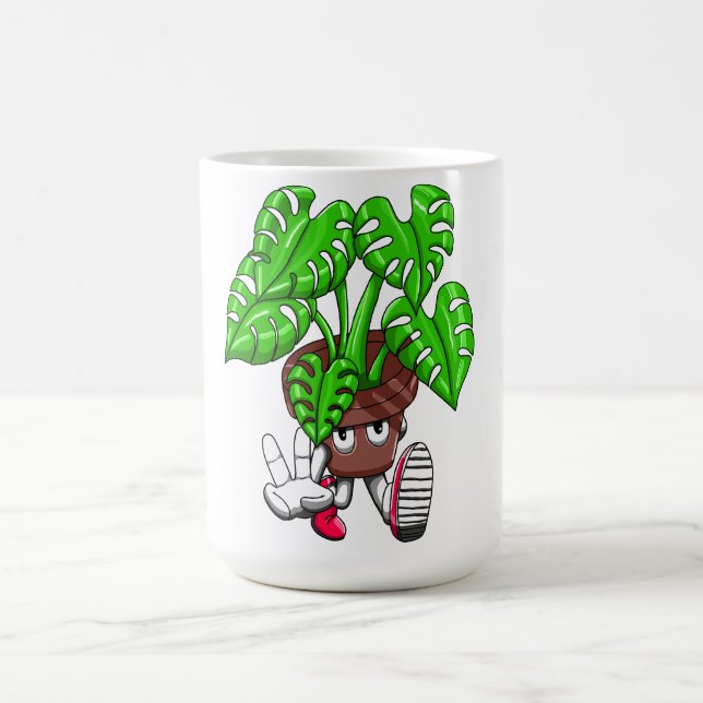 Taza De Café Funny Monstera Plant Cartoon (Centro)