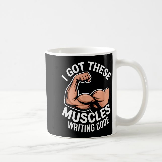 Taza De Café Funny muscles writing code saying programmer Funny (Derecha)