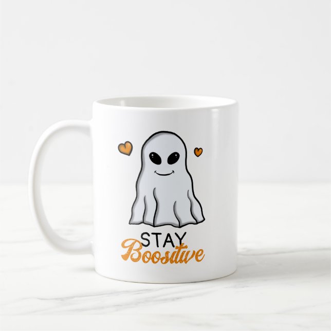 Taza De Café Funny Naranja y Black Cute Ghost Halloween (Izquierda)