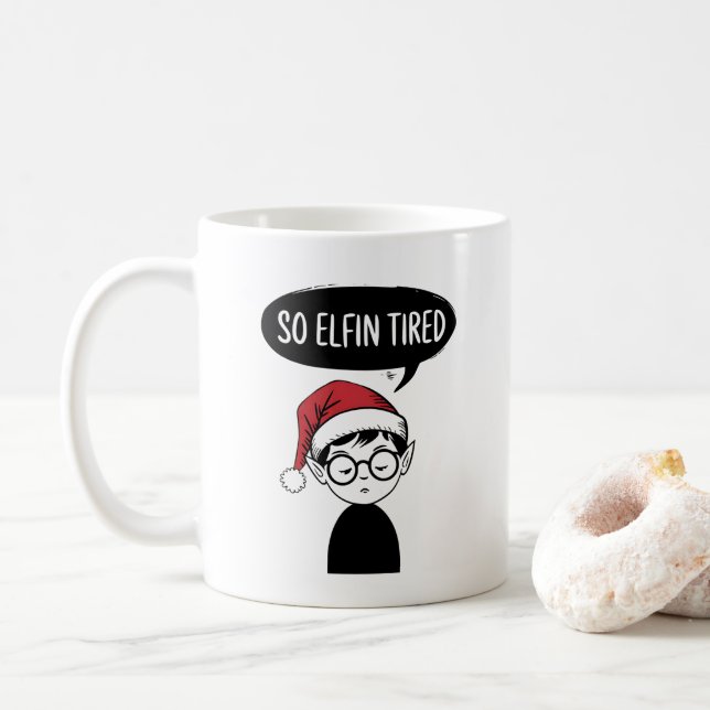 Taza De Café Funny Navidades del ELF mañana Stocking Stuffer (Con donut)