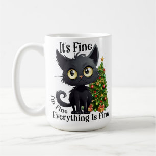 TAZA DE CAFÉ FUNNY NAVIDADES NEGROS CAT Y TREE