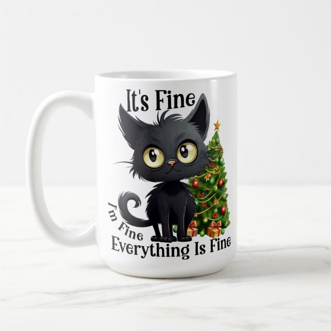 TAZA DE CAFÉ FUNNY NAVIDADES NEGROS CAT Y TREE (Izquierda)