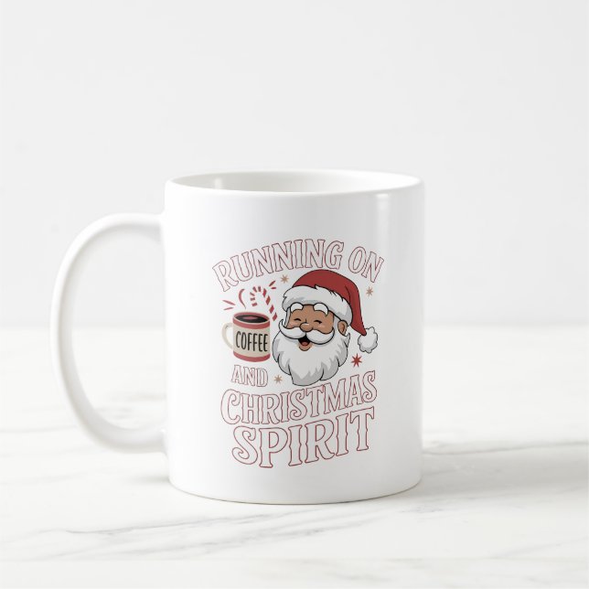 Taza De Café Funny Navidades Santa Coffee Lover Diseño (Izquierda)