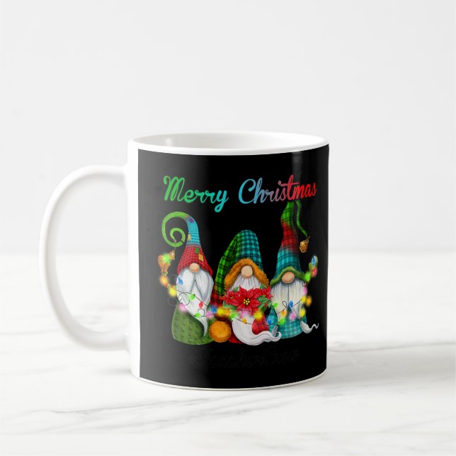 Taza De Café Funny Navidades Teachers Crew Gnomies Xmas Outfit  (Izquierda)