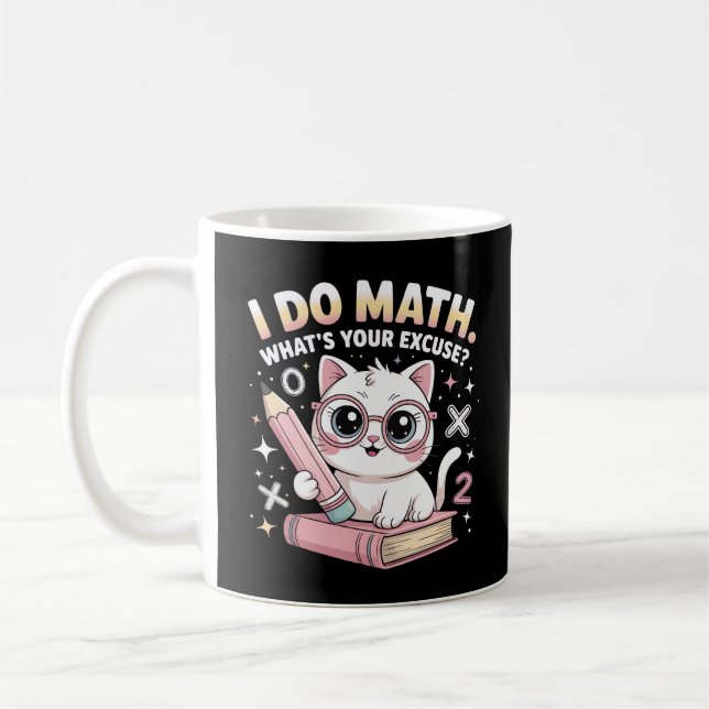 Taza De Café Funny Nerdy Cat with Glasses – Math Teacher (Izquierda)