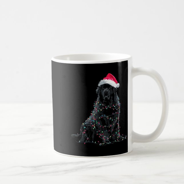 Taza De Café Funny Newfoundland Christmas Graphic Dog Lights Lo (Derecha)