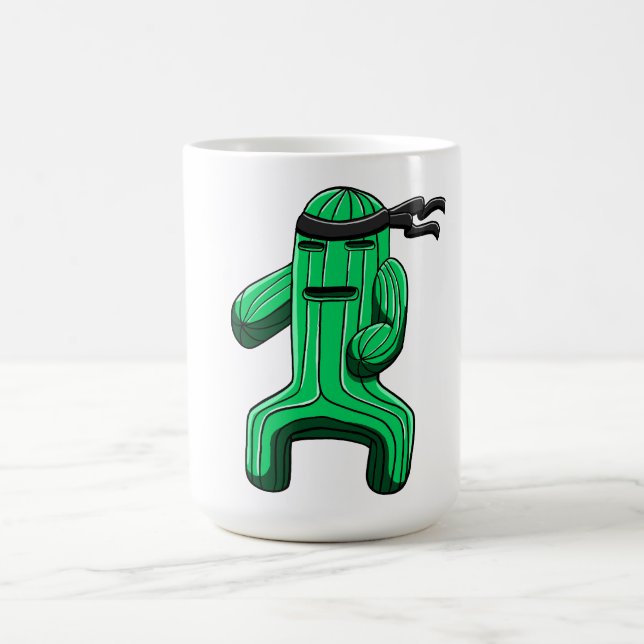 Taza De Café Funny Ninja Cactus Cartoon (Centro)