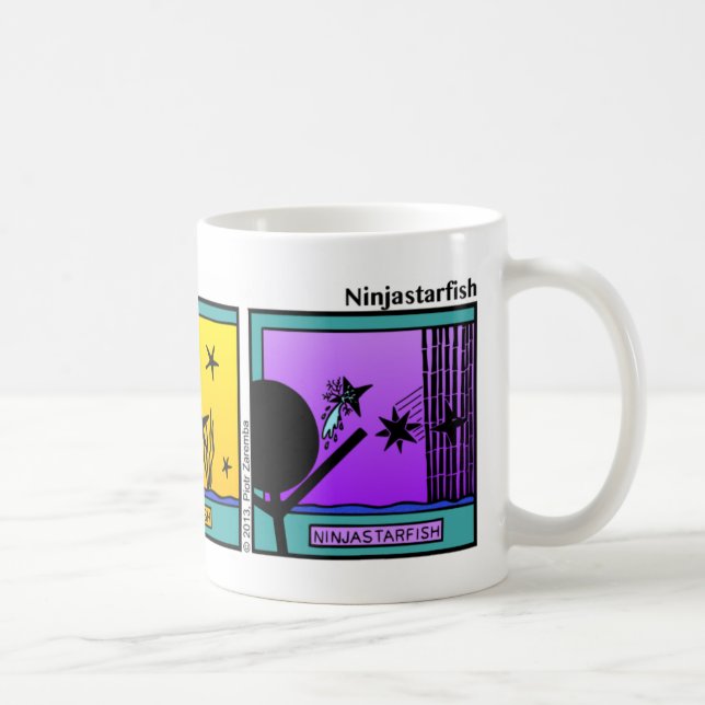 Taza De Café Funny Ninja Starfish Stickman Mug - 103 (Derecha)
