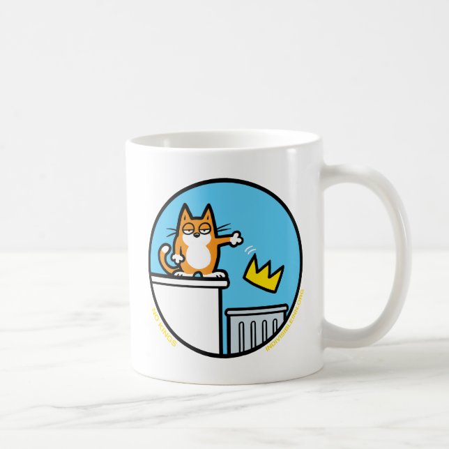 Taza De Café Funny No Kings Cat Cartoon Mugs (Derecha)