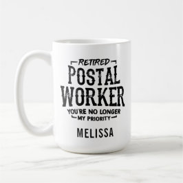 Taza De Café Funny Nombre de trabajador postal retirado persona