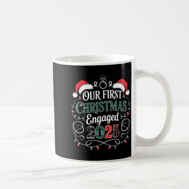 Taza De Café Funny Our First Christmas Engaged 2025 Couples Paj (Derecha)