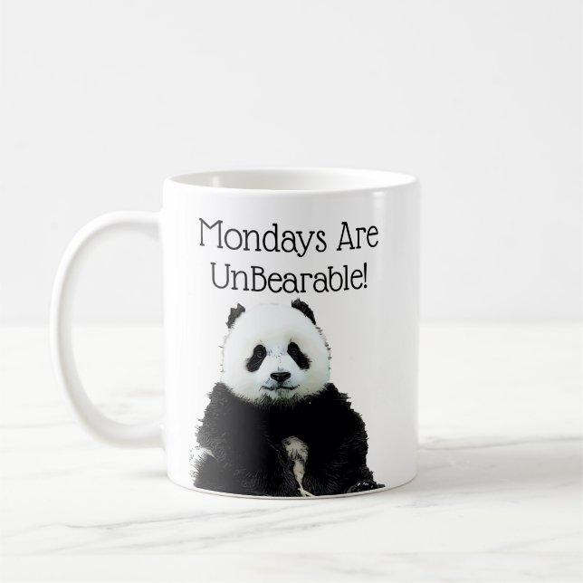 Taza De Café Funny Panda Bear Cuido Lunes Pun de Trabajo (Izquierda)