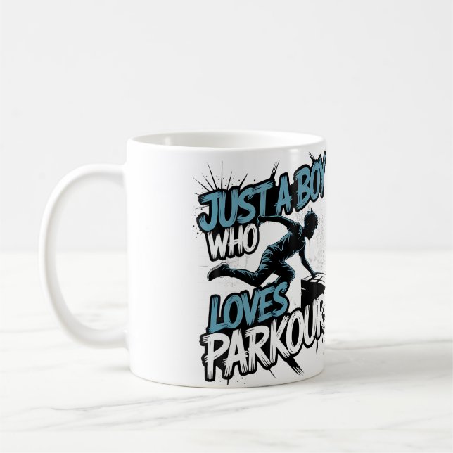 Taza De Café Funny Parkour Just A Boy Who Loves Parkour Free Ru (Izquierda)