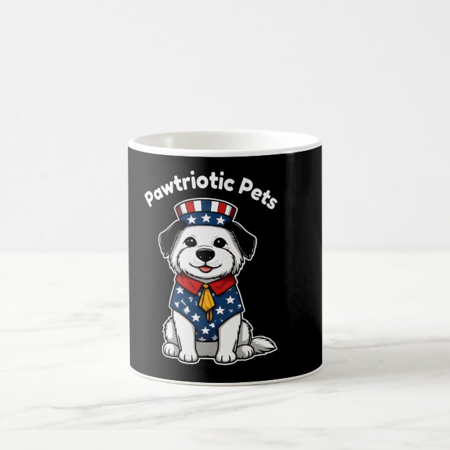Taza De Café Funny Pawtriotic Pets – USA FlagClassic Mug, 11 oz (Centro)