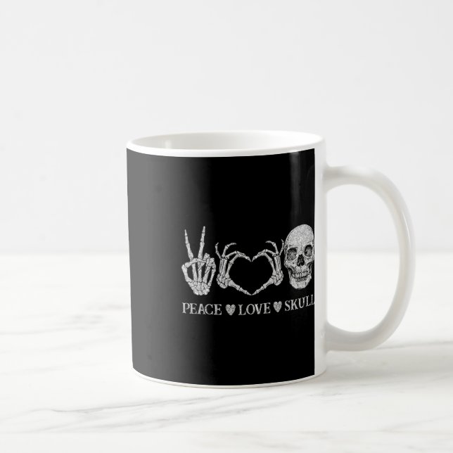 Taza De Café Funny Peace Love Skeleton Hands Halloween (Derecha)