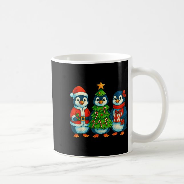 Taza De Café Funny Penguin Christmas Lights Penguin Cute Xmas H (Derecha)