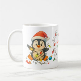 Taza De Café Funny Penguin Stuck in Lights Mug