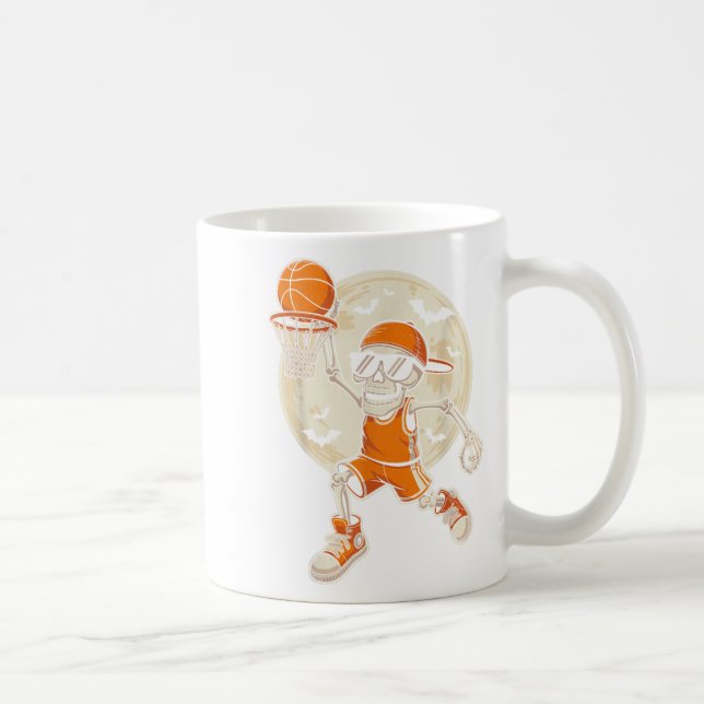 Taza De Café Funny Personalizado Skeleton Baloncesto Halloween  (Derecha)
