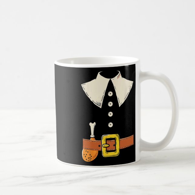 Taza De Café Funny Pilgrim Costume Turkey Leg Thanksgiving Than (Derecha)