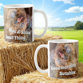 Taza De Café Funny plantilla de foto de cabeza de pollo inclina