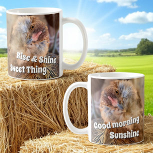 Taza De Café Funny plantilla de foto de cabeza de pollo inclina