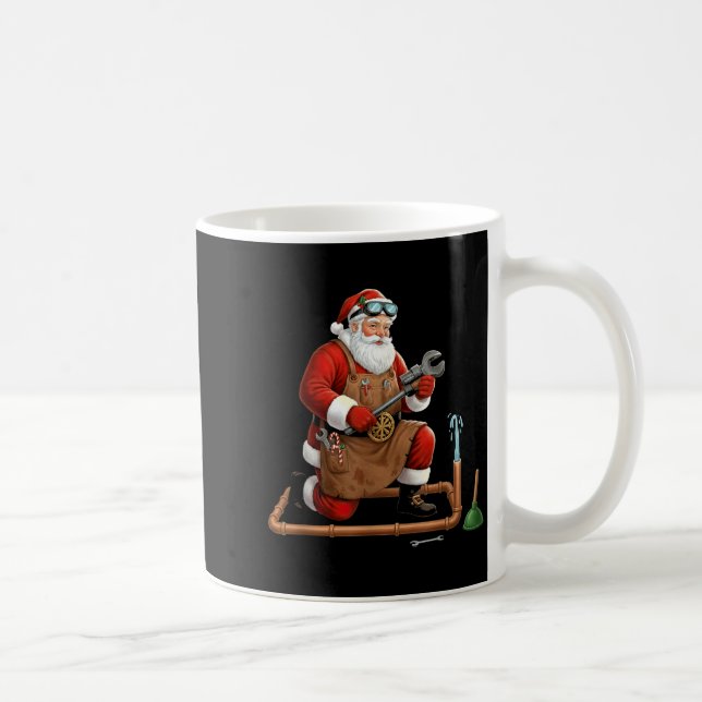 Taza De Café Funny Plumber Santa Christmas Graphic  (Derecha)