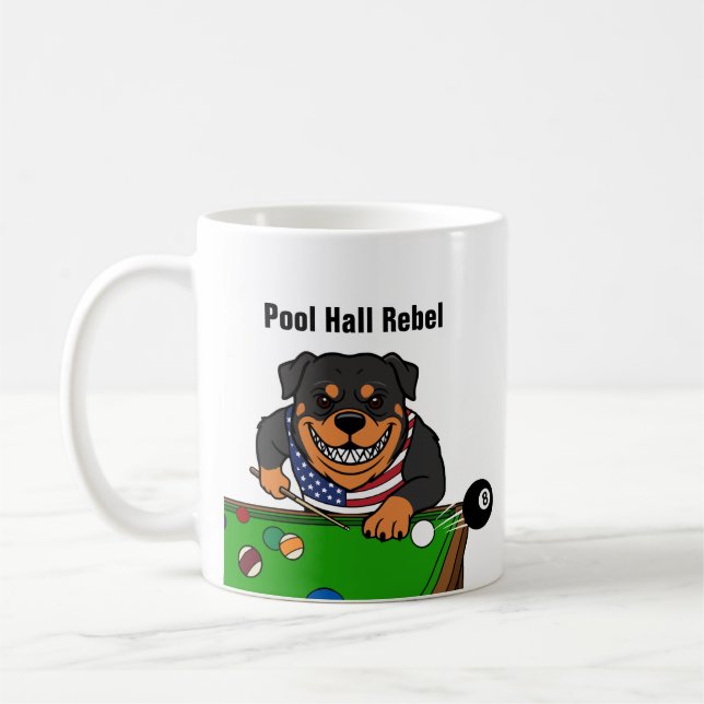 Taza De Café Funny Pool Hall Rebel Rottweiler Coffee Mugs (Izquierda)