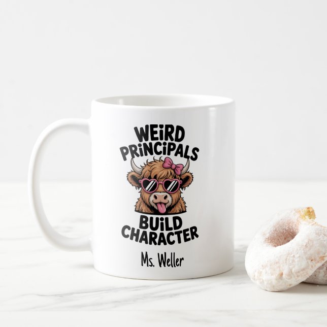 Taza De Café Funny Principal “Weird Principals Build Character" (Con donut)