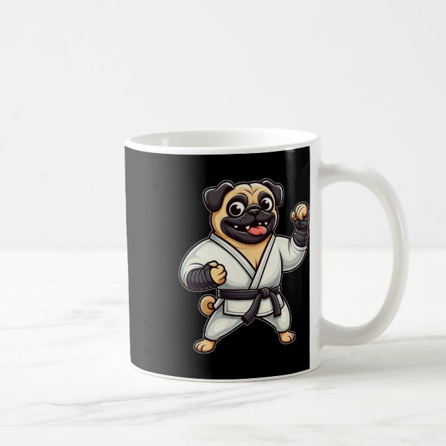 Taza De Café Funny Pug Doing Karate Martial Arts (Derecha)