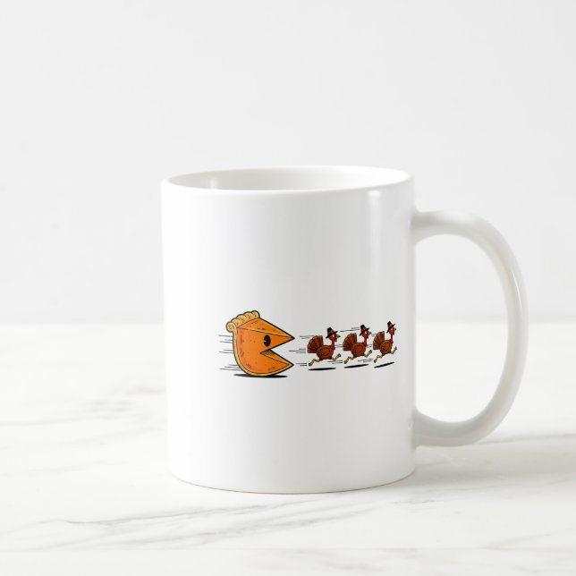 Taza De Café Funny Pumpkin E Chasing Turkey Gobble Fall Thanksg (Derecha)