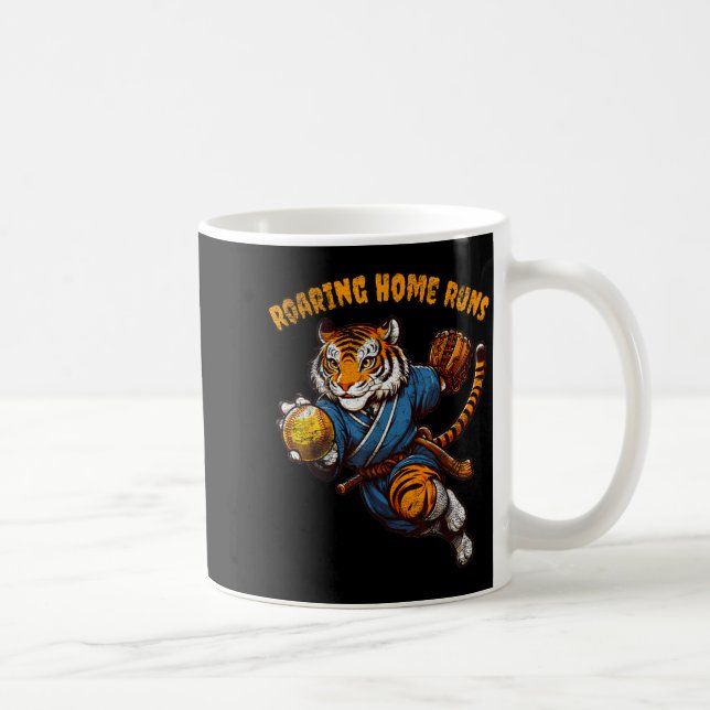 Taza De Café Funny Quote Roaring Home Run Ball Retro Tiger Love (Derecha)