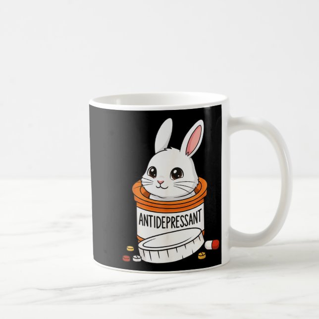 Taza De Café Funny Rabbit Bunny Anti Depressant Zoo Boys Girls  (Derecha)